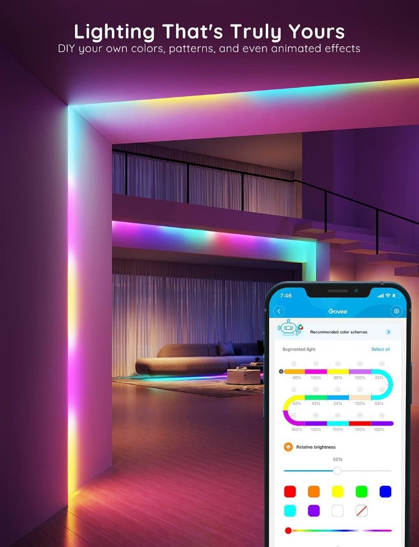 Govee RGBIC Smart Wall Sconces, Music Sync Home Decor WiFi Wall Lights Work  with Alexa, Multicolor