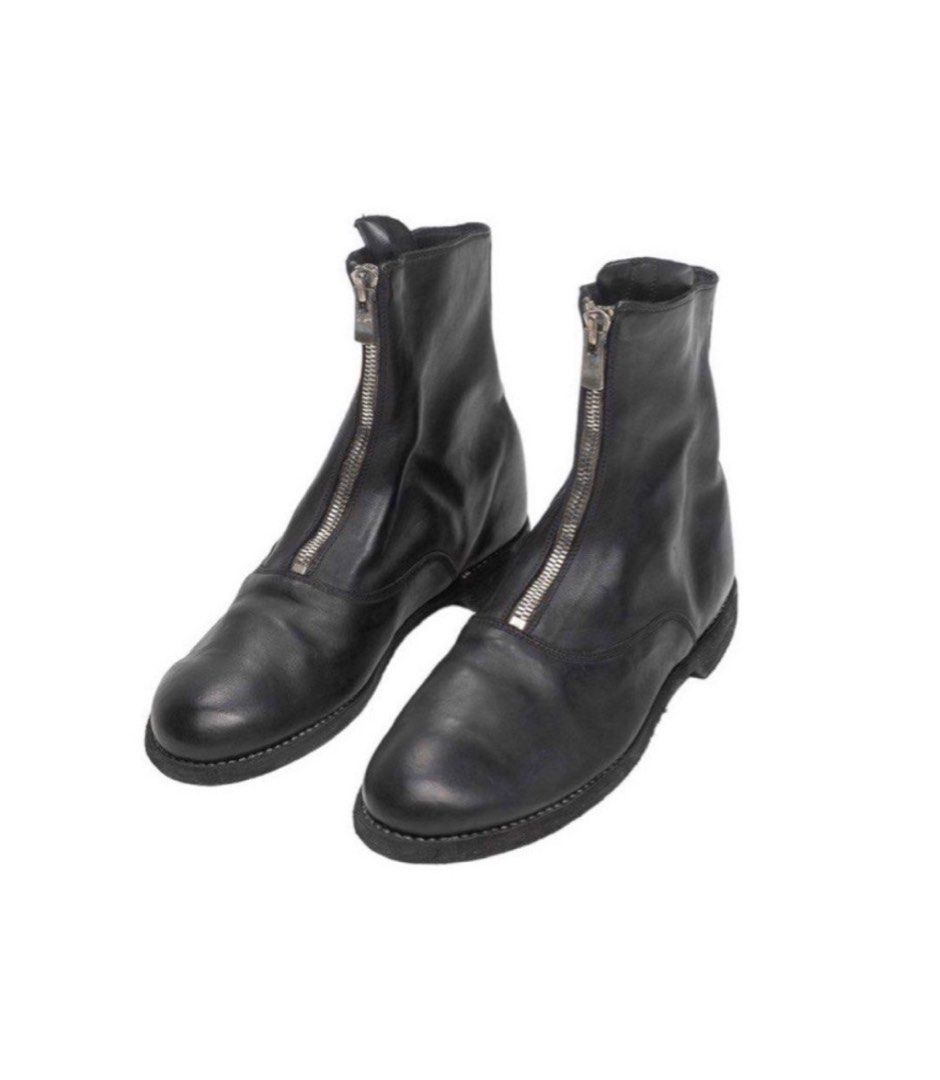Front zip shop black boots