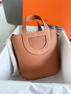 Hermes In-The-Loop bag 18 Etoupe grey Clemence leather/Swift leather Gold  hardware
