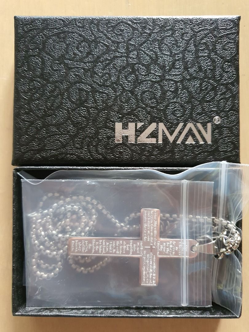 Mens cross necklace with lord's prayer outlet