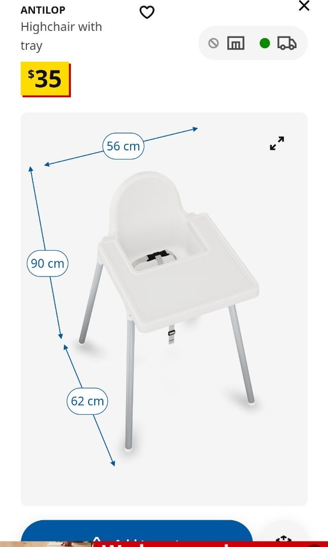 IKEA Baby High Chair, Babies & Kids, Nursing & Feeding, Baby High