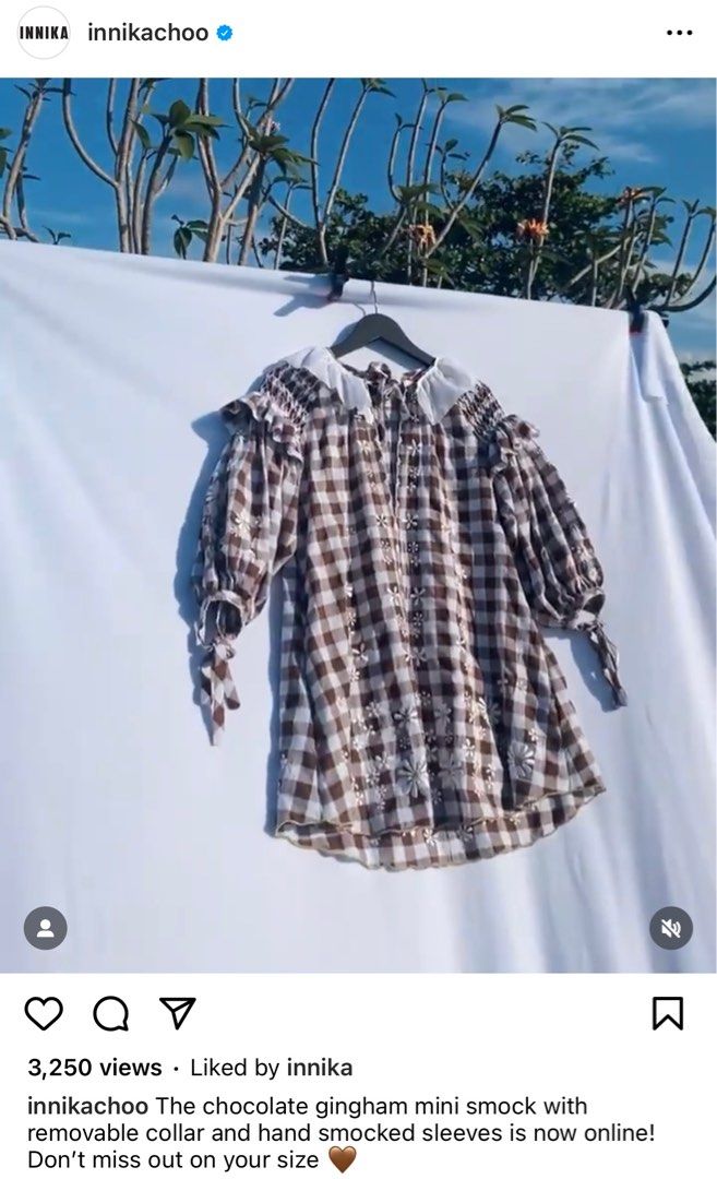 Innika Choo Chocolate Gingham Mini Smock Dress