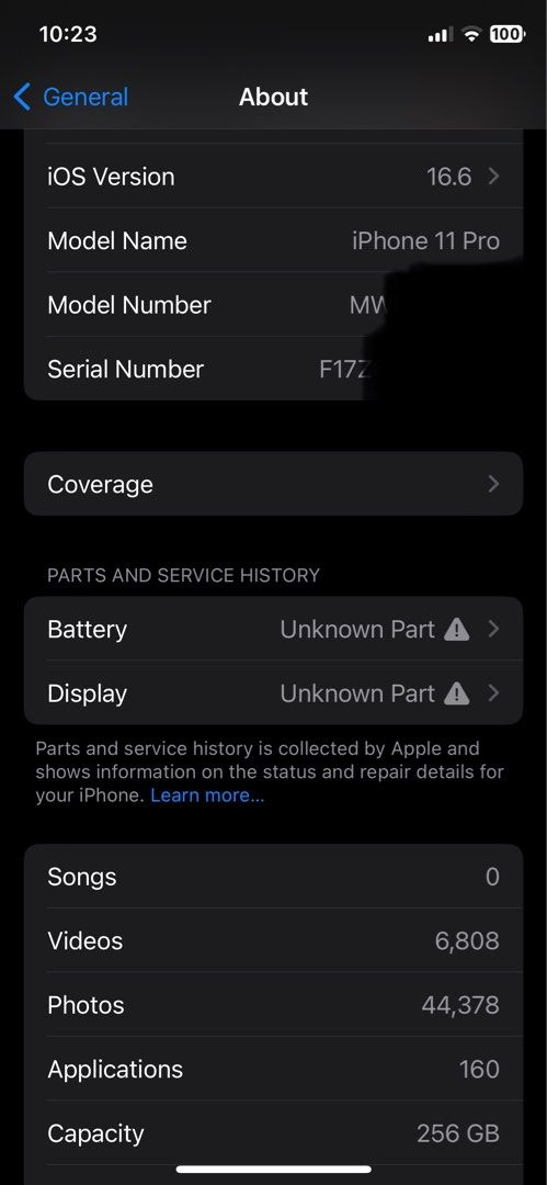 iphone 11 pro 256gb dual sim (Category: iPhone 11 Series) located in Cainta. Submitted by adriannee (Listing ID 1264126610, Image 3). Description: iPhone 11 pro gold - 256gb - HK variant, dual physical sim - battery recently change - lcd replaced last October - can include phone cases and unused tempered glass - with box, cable, case.