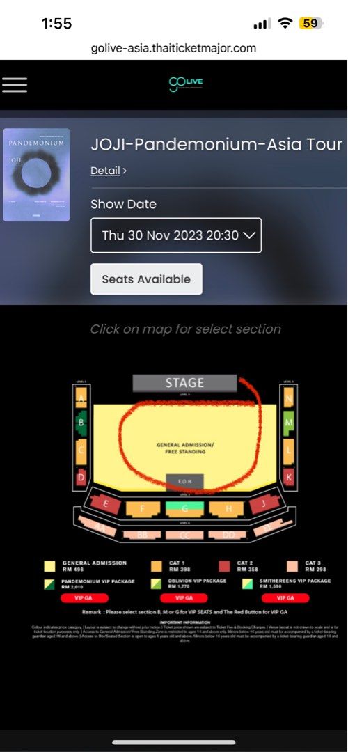 JOJI Pandemonium KL GA standing ticket, Tickets & Vouchers, Event