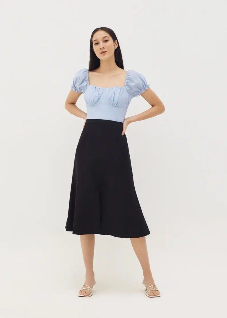 Josilyn Linen Flare Skirt black Women s Fashion Bottoms