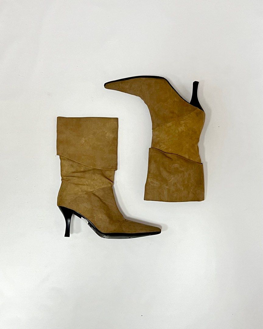 JOY&PEACE suede brown pointed toe boots, Women's Fashion, Footwear