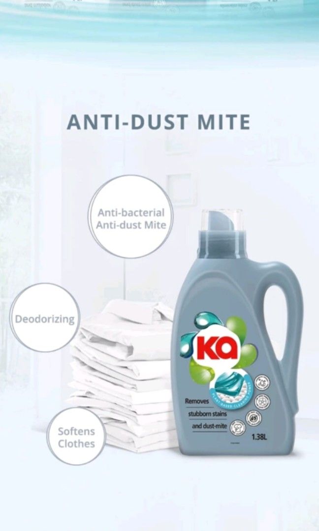 Ka 4in1 Laundry Detergent 1.38L AntiDust Mite, Furniture & Home