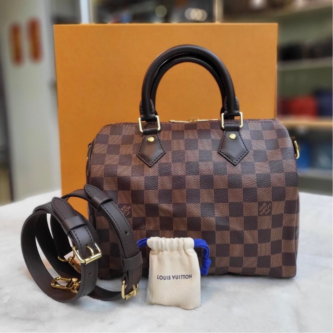 LV Speedy 25 with strap, Luxury, Bags & Wallets on Carousell