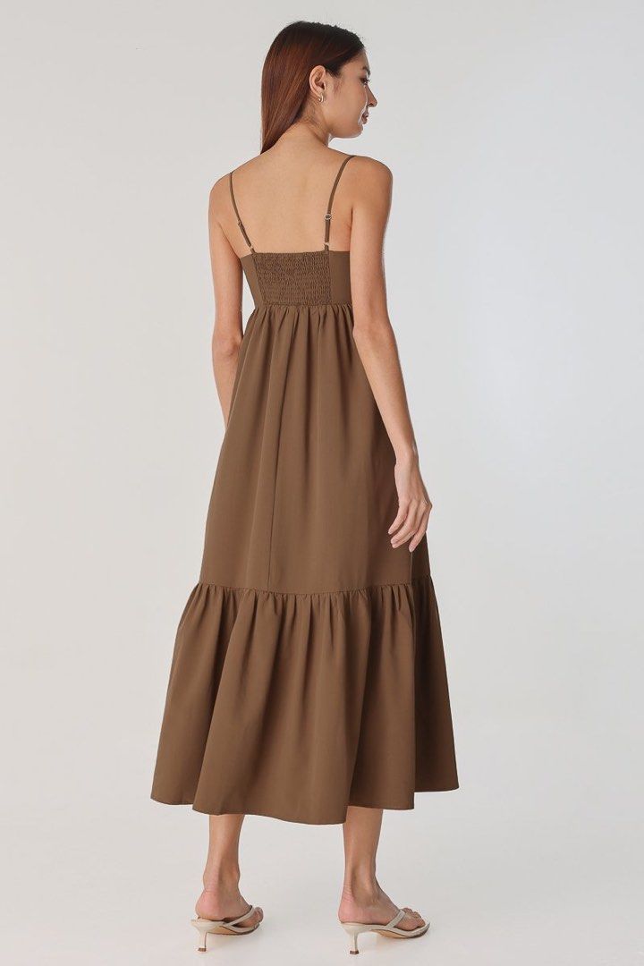LOVET JOIE PADDED DROPWAIST CAMI MAXI DRESS COCOA