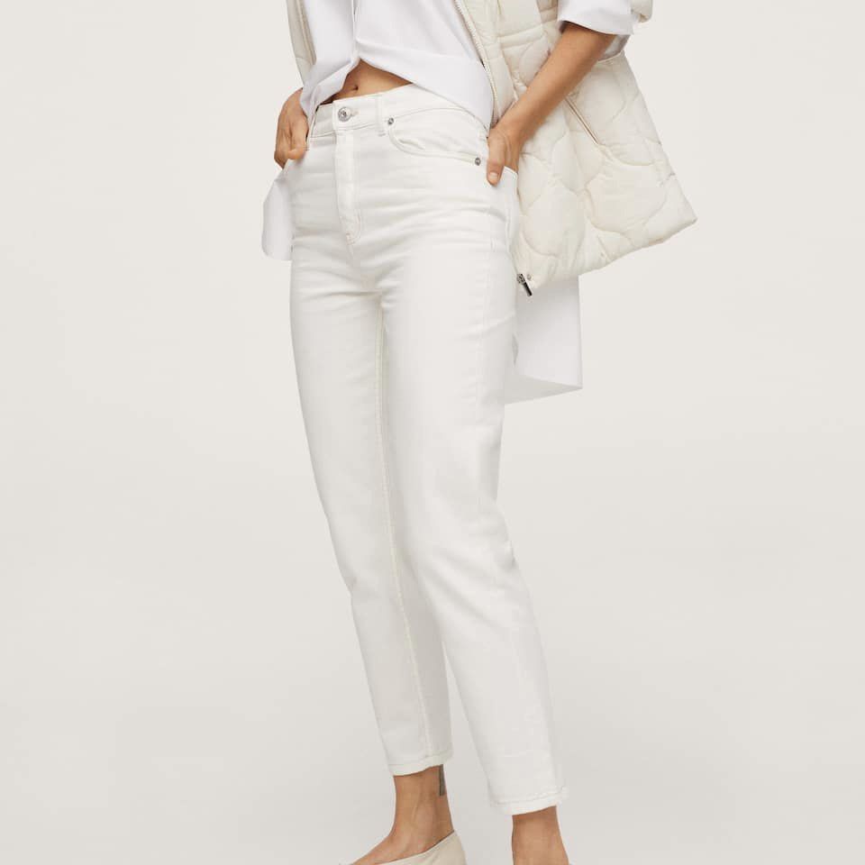 White jeans deals mom fit