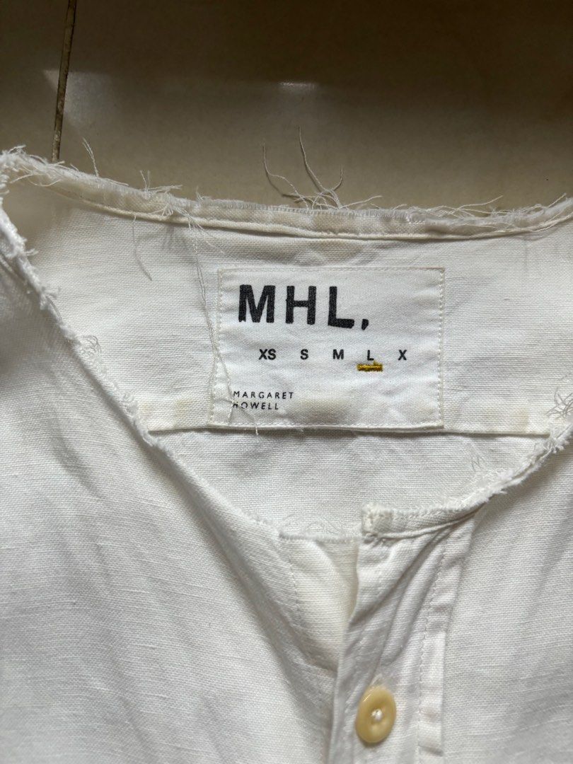 未使用品 MHL Wide SHIRTING Cotton Stripe LINEN NO Linen COLLAR