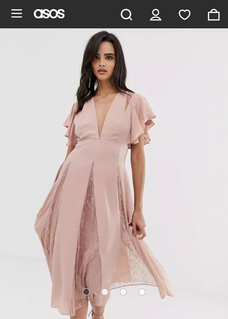 Midi dress with lace godet panels Carousell