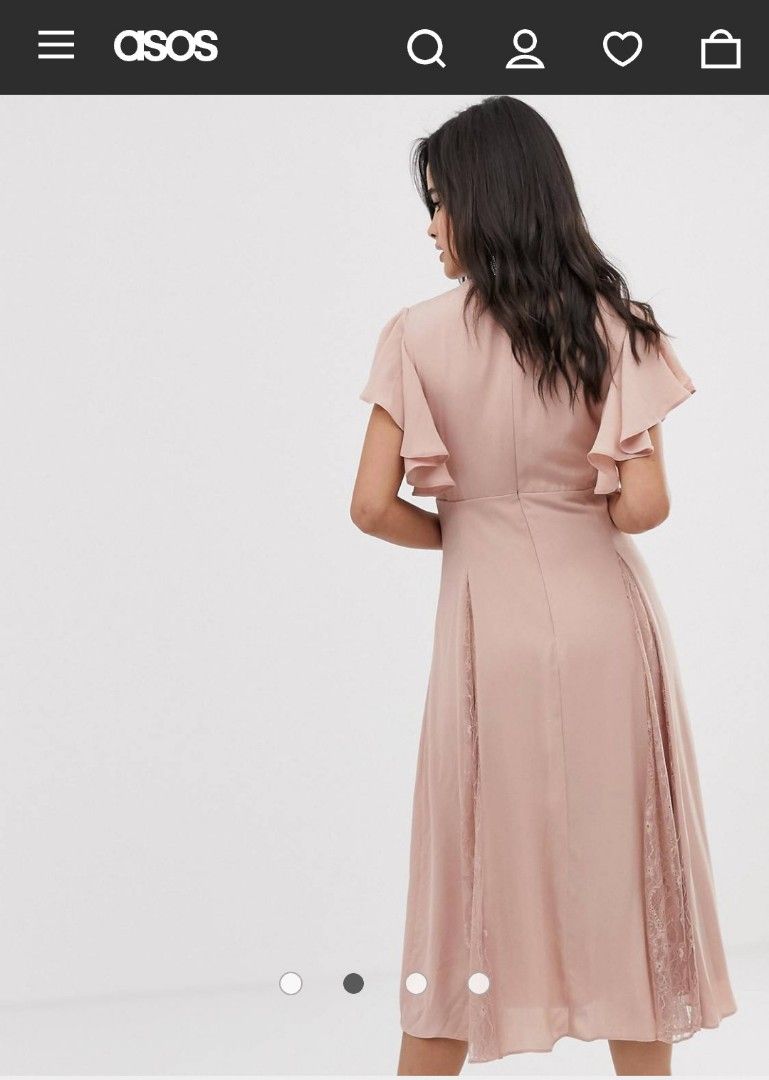 Midi dress with lace godet panels clearance