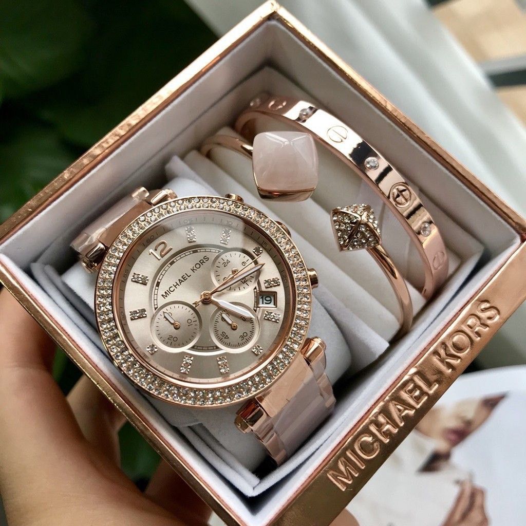 MK5896 three piece set of women s watches with two exquisite