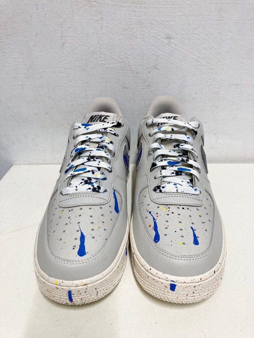 全新Nike Air Force 1 Paint Splatter 米白潑漆休閒鞋空軍一號白灰, 他