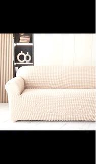 OFF WHITE / LIGHT BEIGE SOFA SEAT COVER seersucker detachable cover elastic sofa protective cover