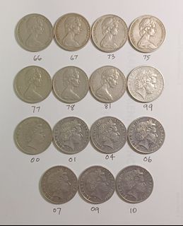 Old 20c Coins Australia 1966-2010 QE2