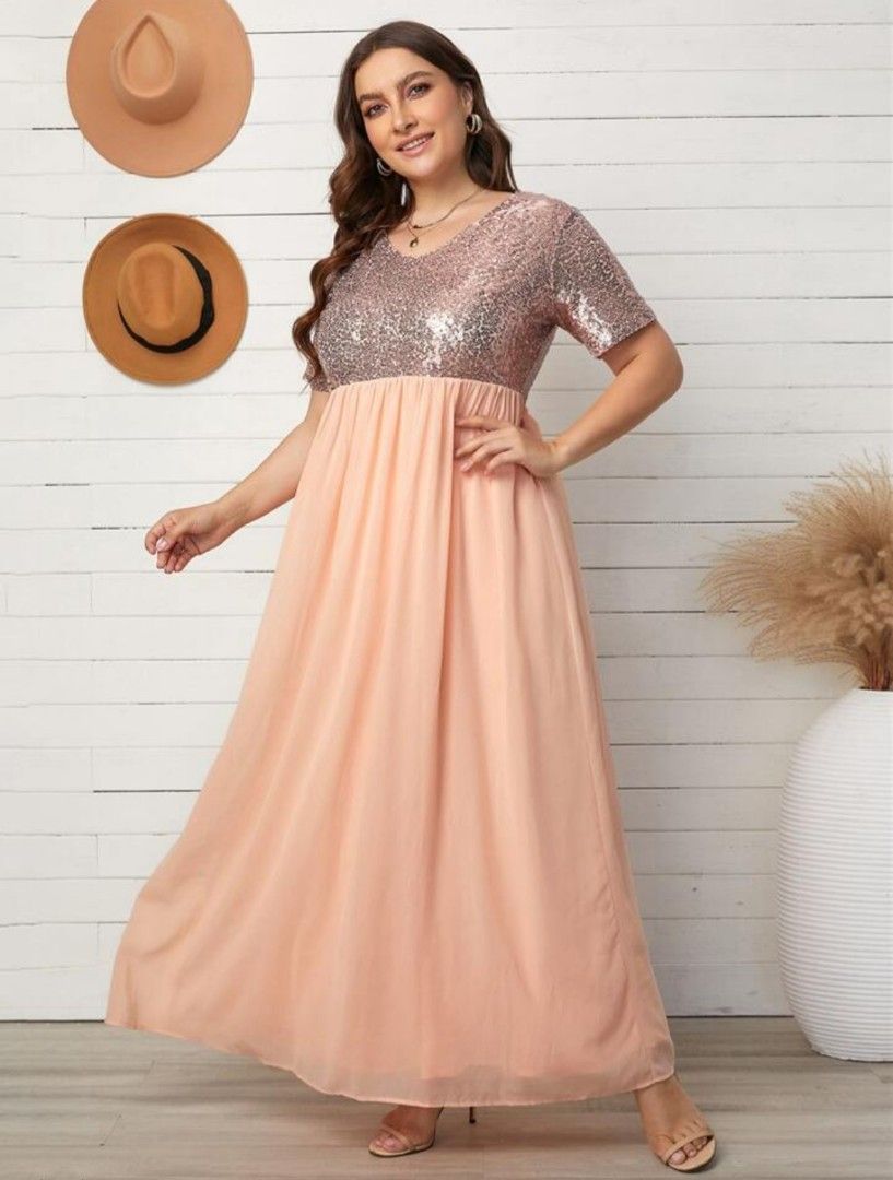 Gold maxi dress plus size shop