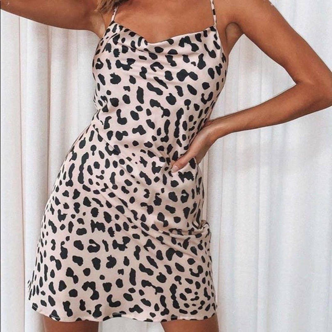 strapless open back dress Deliana Layered Bra-Detail Ruched Midaxi Dress in Leopard Print main image 1