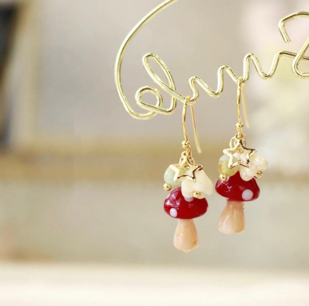 Red Mushroom Dangle Earrings Women s Fashion Jewelry