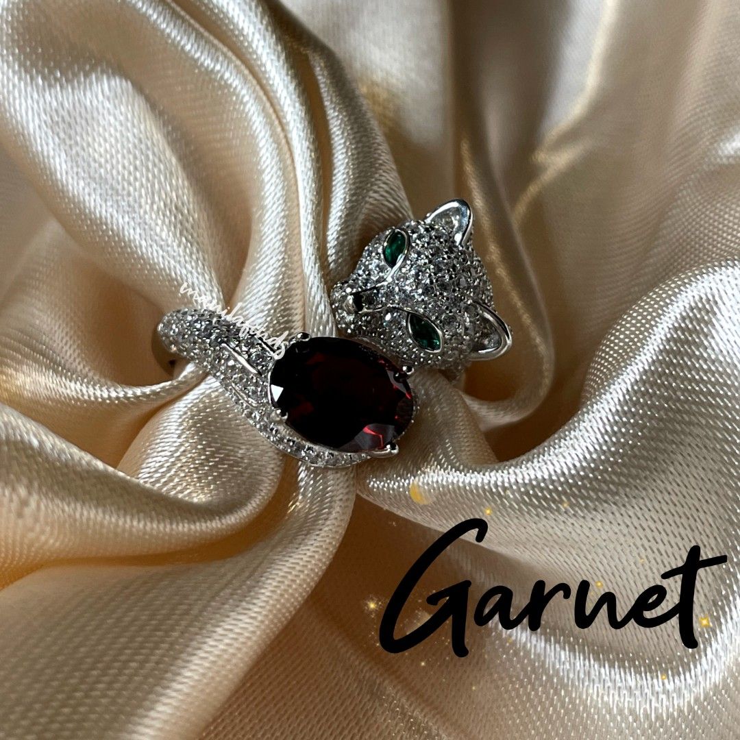 S925 Garnet Panther Cartier inspired ring w certificate of authenticity Women s Fashion Jewelry Organizers Rings on Carousell