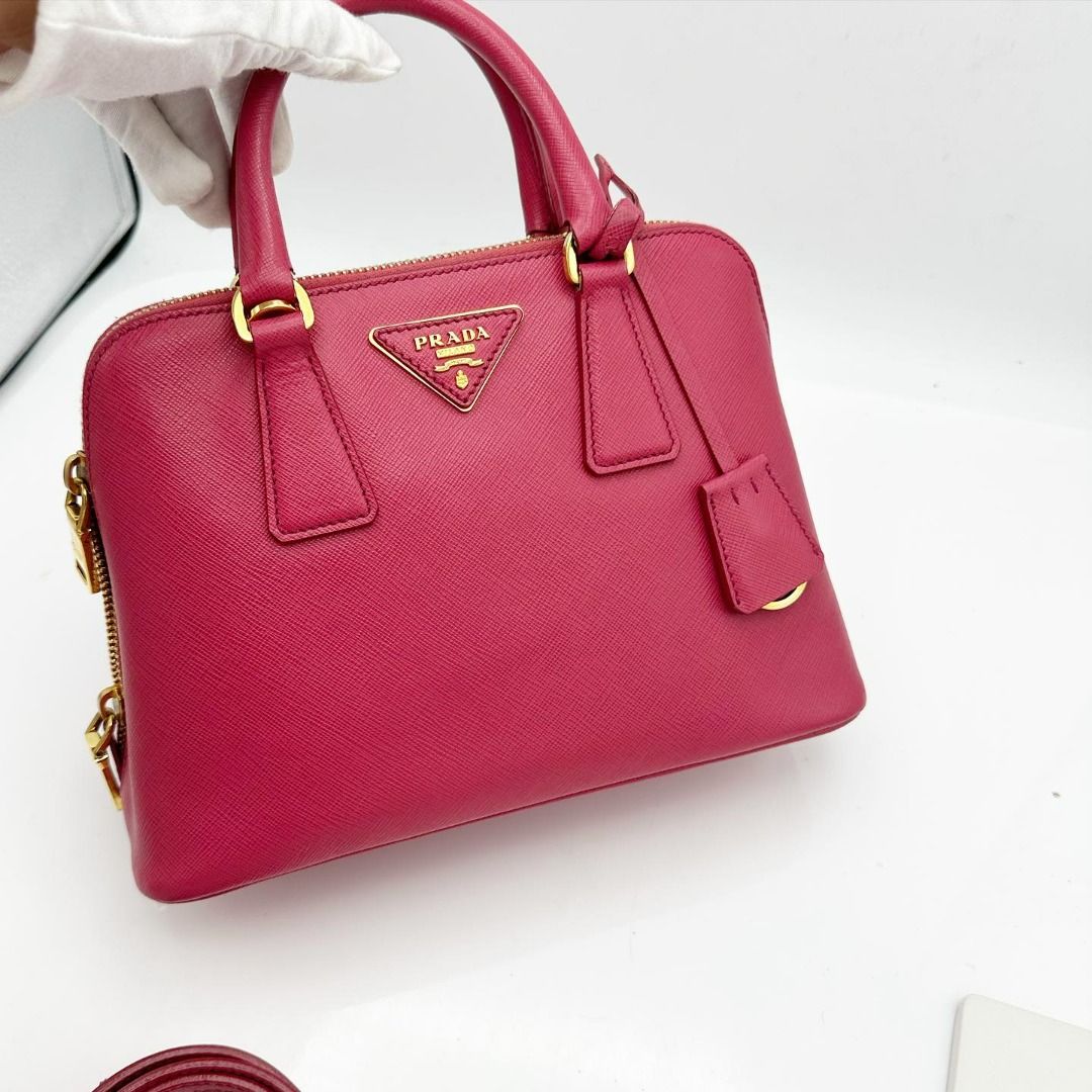 Prada Mini Saffiano Promenade Bag, Pink (Peonia)