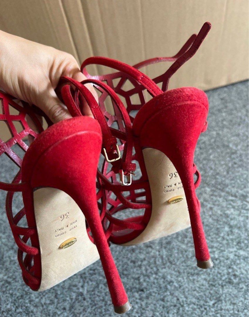 Red cheap cage heels