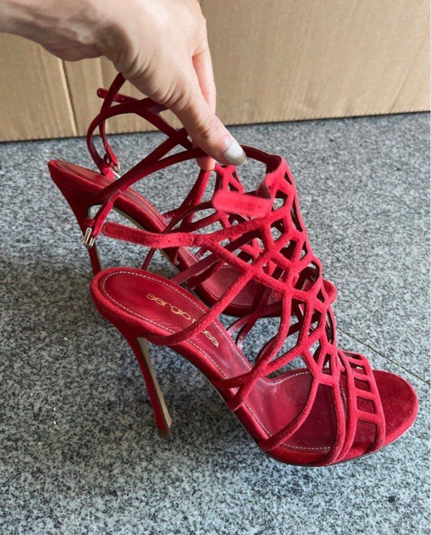 Sergio Rossi Red Cage Sandal Heels EUR36 Carousell
