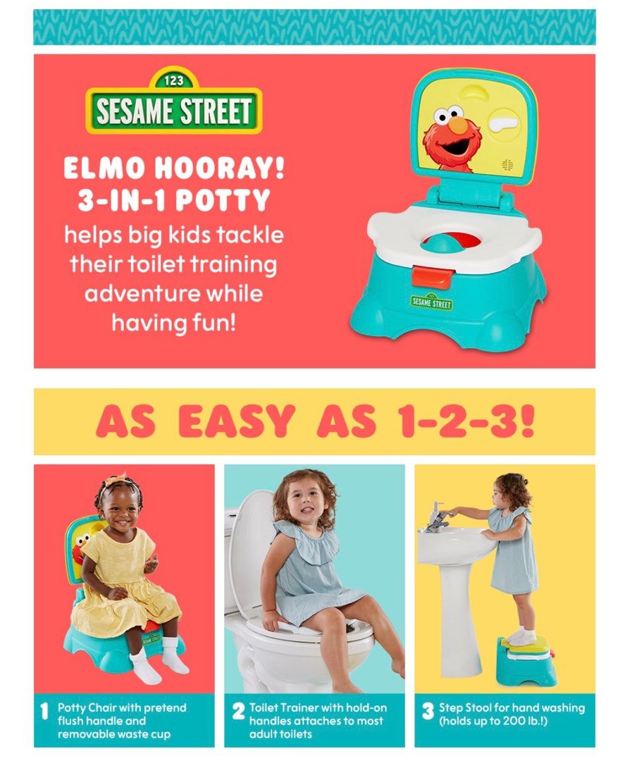 For Elmo lovers Sesame Street Elmo Hooray 3 in 1 Potty Chair