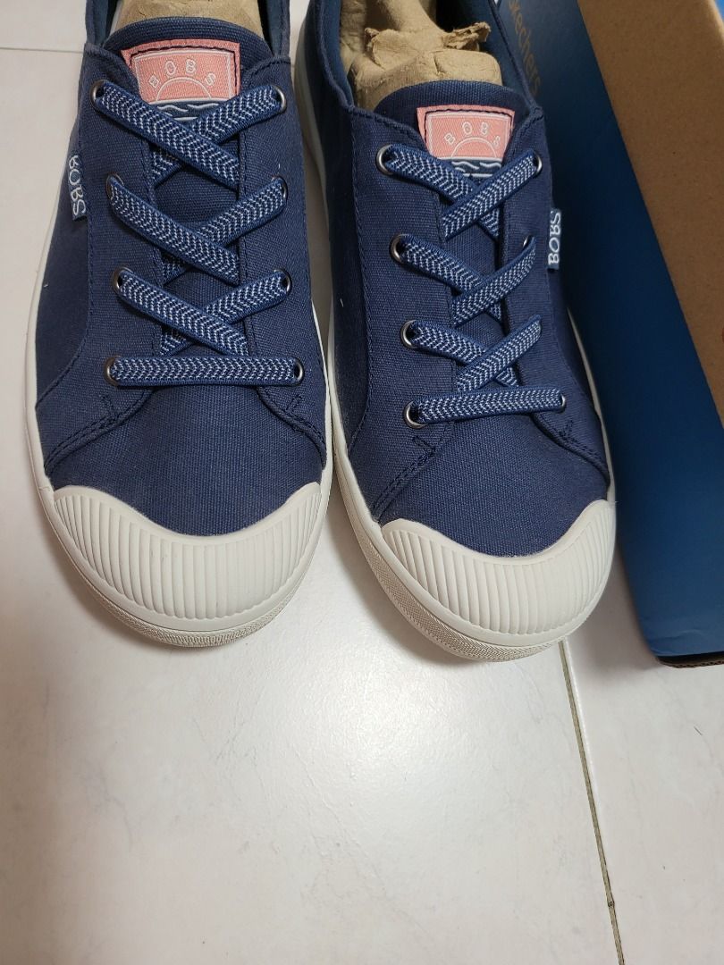 Skechers BOBS Navy Blue Walking Shoes Sneakers Flats Memory Foam