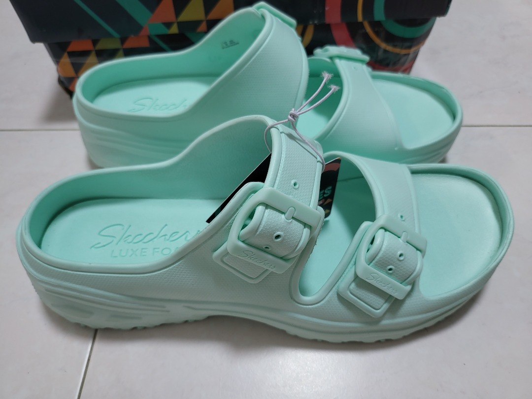Skechers Mint Green FOAMIES Walking Shoes Flats Sandals Luxe Foam