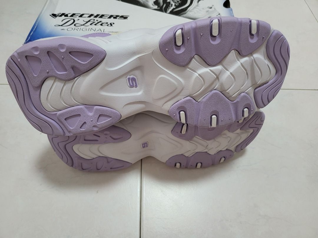 Skechers White Lavender Purple Walking Sports Shoes with Memory