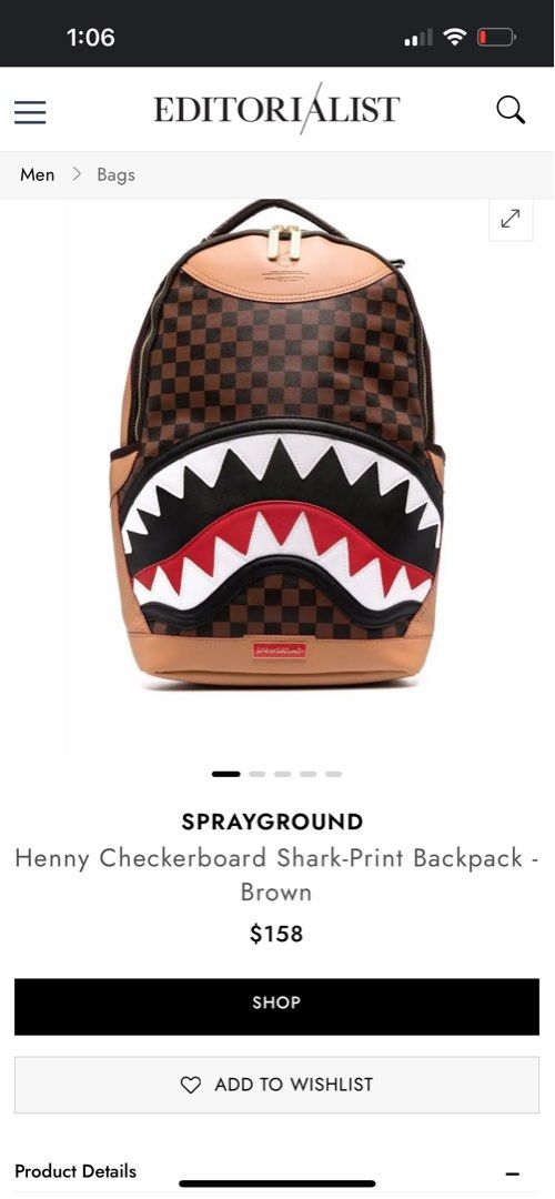 Sprayground checkerboard Shark print Backpack Limited Edition