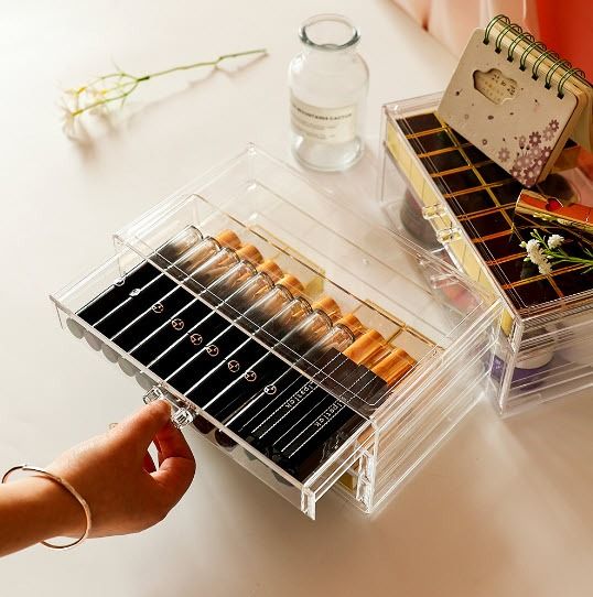 Stackable Transparent Acrylic Organizer Desk Drawer - Multiple Drawer (Category: Storage Boxes & Baskets) located in Manila. Submitted by winterbliss (Listing ID 1264206364, Image 3). Description: Available colors: Clear Material: Acrylic Available sizes: - 1 drawer: L:23.5 W:13.5 H:10.5 (cm) (Drawer height: 9.5 cm) - 2 drawer: L:23.5 W:13.5 H:10.5 (cm) (Smaller drawer height: 3cm, Larger drawer height:6.5cm) - 3 drawer: L:23.5 W:13.5 H:10.5 (cm)