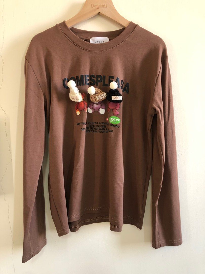 Story 重磅大學T +三個毛帽別針(此款不議價）, 她的時尚, 上衣, Ｔ恤在旋轉拍賣