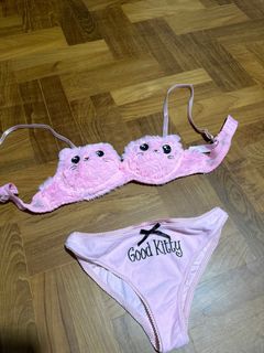 Sugar Thrillz Bunny Bra And Panties Lingerie Set - Pink