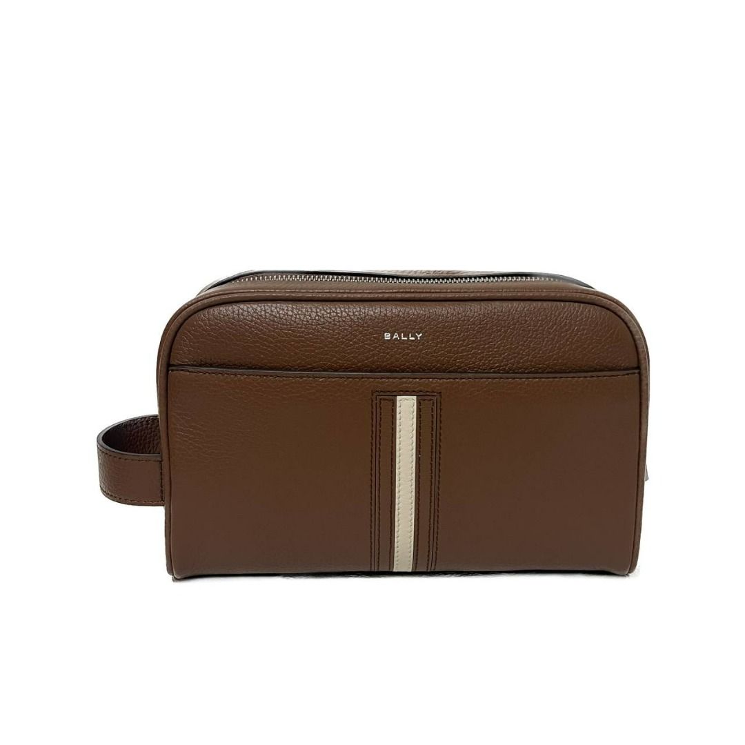Tas Bally Ribbon Pouch Leather Brown, Barang Mewah, Tas Dompet