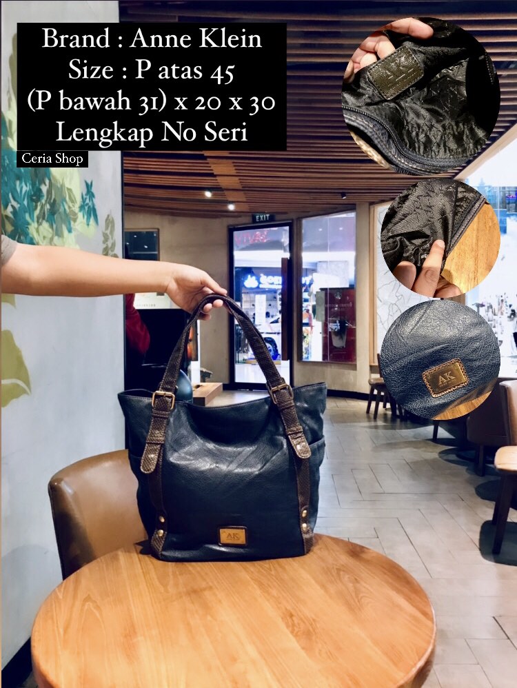 Tas Tote Shoulder Bag Kulit Anne Klein Lengkap Noser Preloved, Fesyen