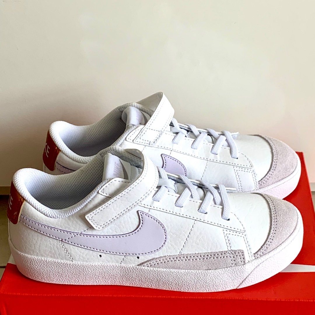 UK2.5 Nike kids blazer low 77 white purple sneakers Babies