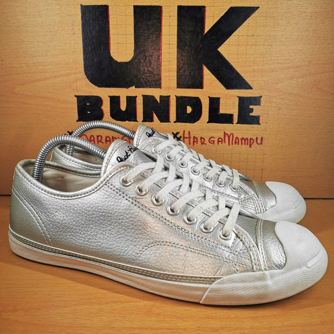 Silver leather converse uk online