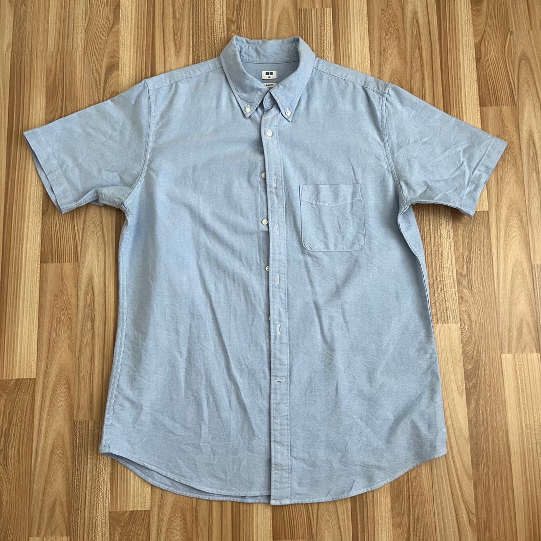 Uniqlo Oxford Short Sleeve Shirt Light Blue Size XL Men s Fashion