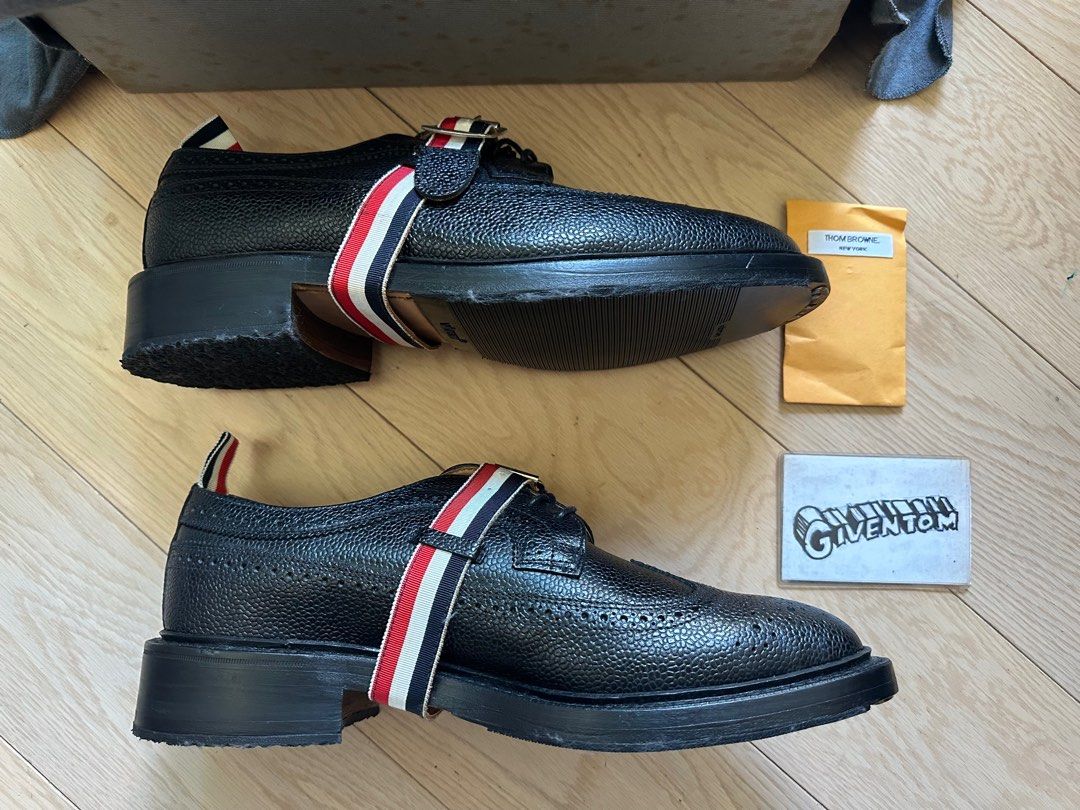 全新US 10 Thom Browne CLASSIC LONGWING BROGUE W/ RWB GG STRAP & LEATHER