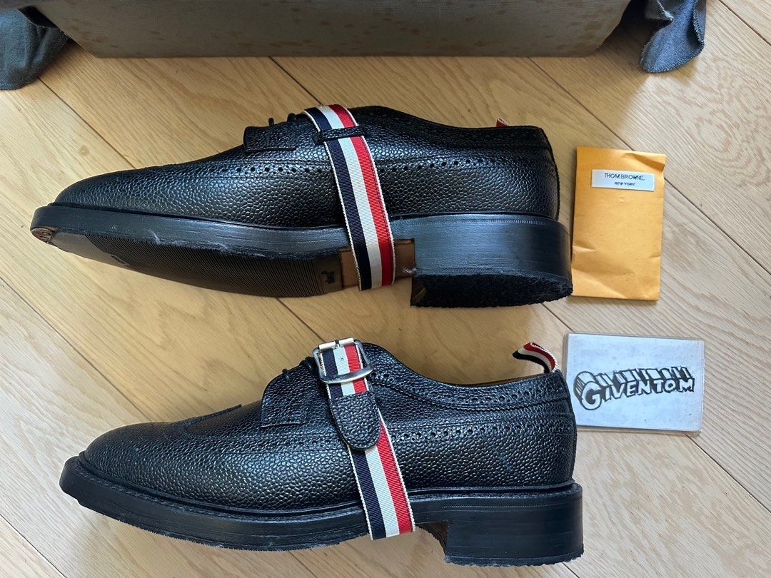 全新US 10 Thom Browne CLASSIC LONGWING BROGUE W/ RWB GG STRAP & LEATHER