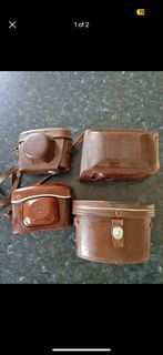 Vintage Brown Leather Cases x4 for antique Cameras