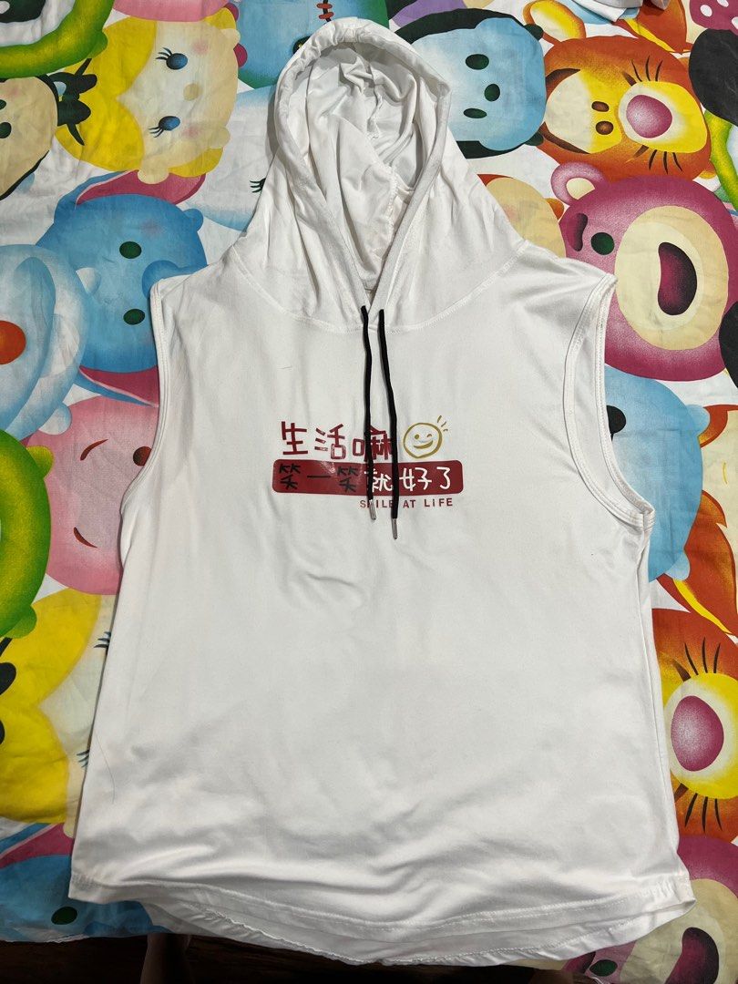 White sleeveless Hoodie