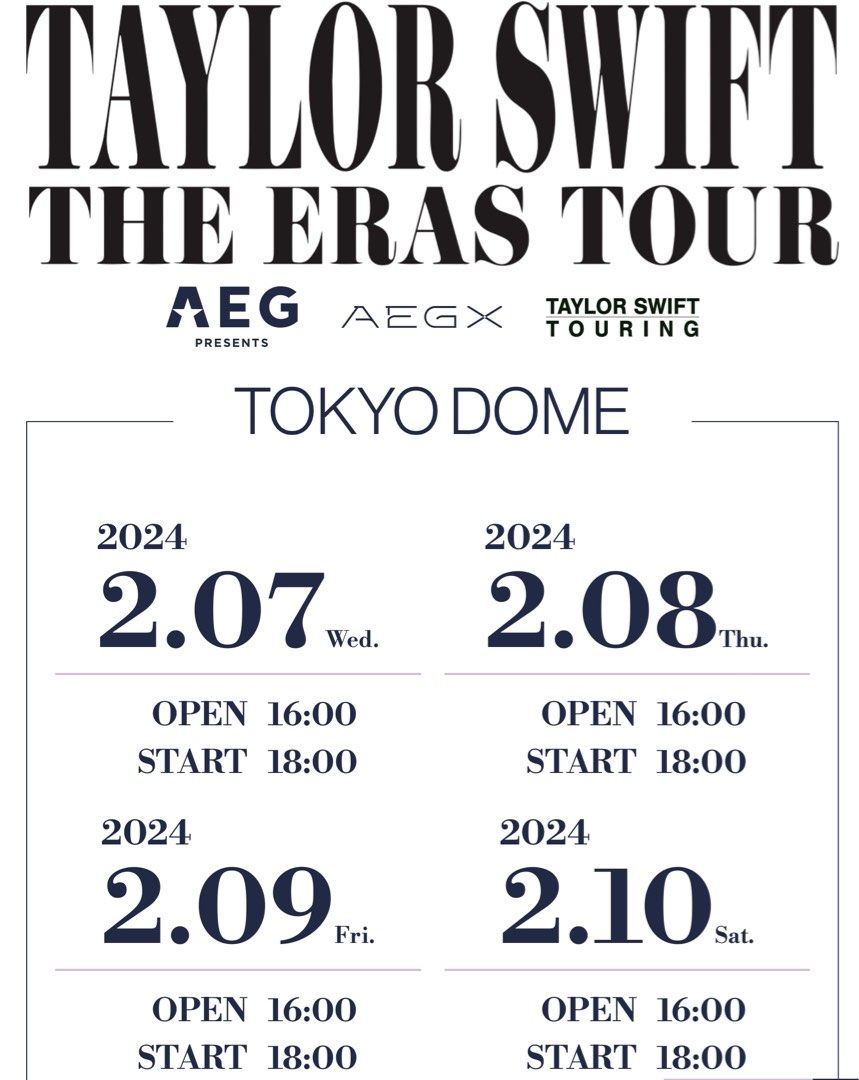 WTS Taylor Swift Eras Tour Tokyo tickets x3, Tickets & Vouchers, Event