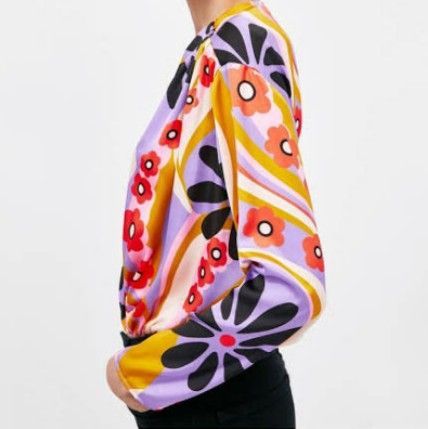 ZARA Long Sleeve Floral Print Bodysuit Size Small