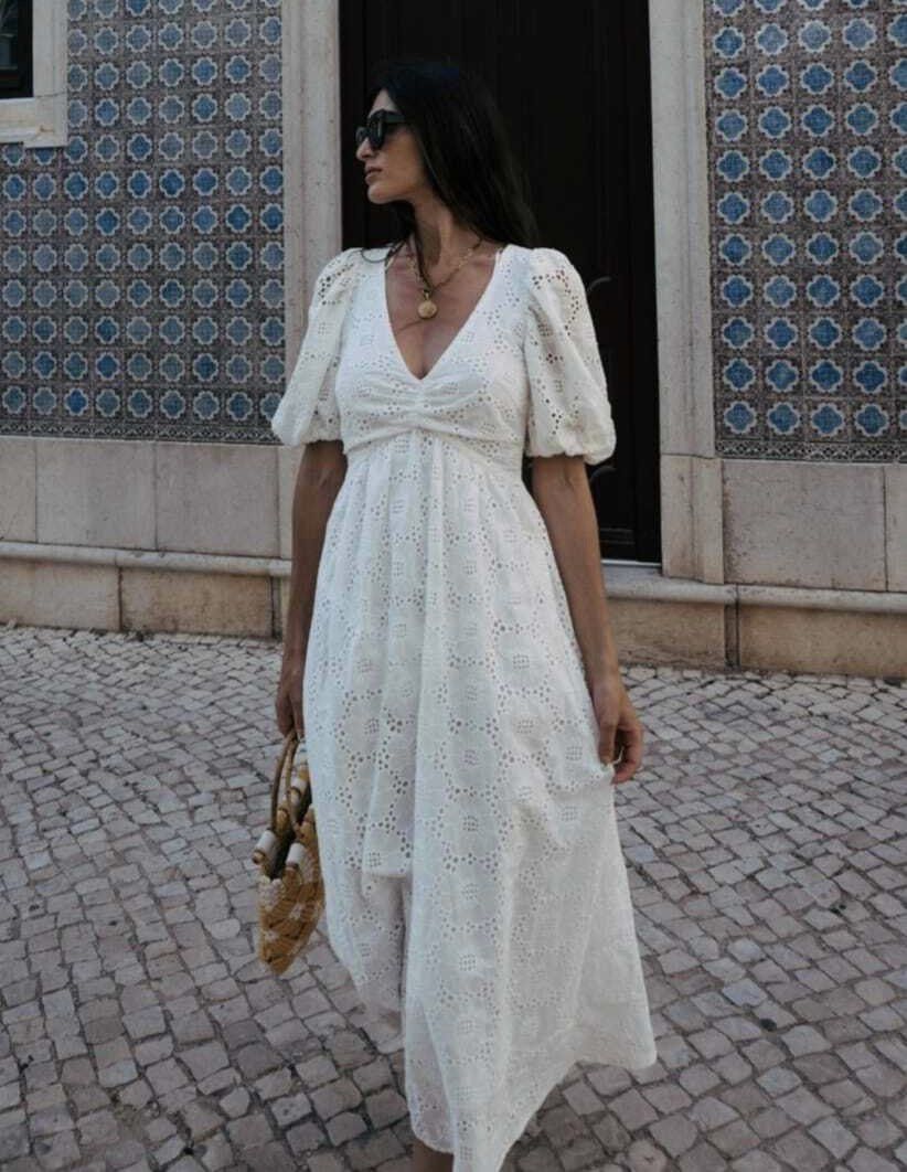 Zara White eyelet jacket bell sleeve