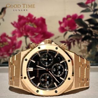 2023 AUG Unpolished MINT Audemars Piguet ROSE GOLD Royal Oak Chrono 41 26240OR BLACK DIAL