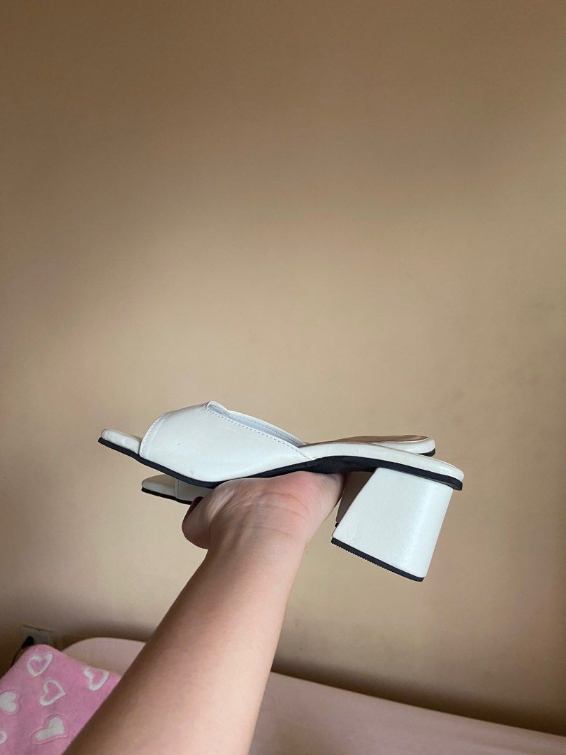 2 inch white outlet block heels